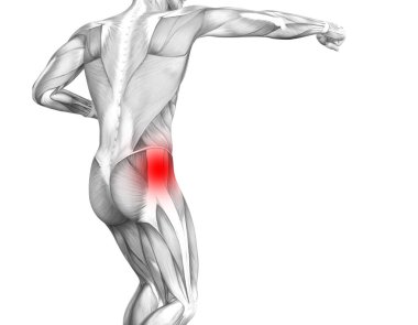 Kırmızı sıcak nokta inflamasyon eklem eklem ağrısı için bacak sağlık tedavi veya spor kas kavramı ile kavramsal hip insan anatomisi. 3D çizim adam artrit veya kemik boğaz osteoporoz hastalığı
