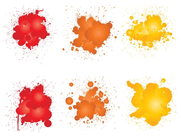 Collection of artistic grungy paint drop, hand made creative splash or splatter stroke set isolated white background. Abstract grunge dirty stains group, education or graphic art decoration