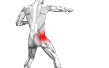 Kırmızı sıcak nokta inflamasyon eklem eklem ağrısı için bacak sağlık tedavi veya spor kas kavramı ile kavramsal hip insan anatomisi. 3D çizim adam artrit veya kemik boğaz osteoporoz hastalığı