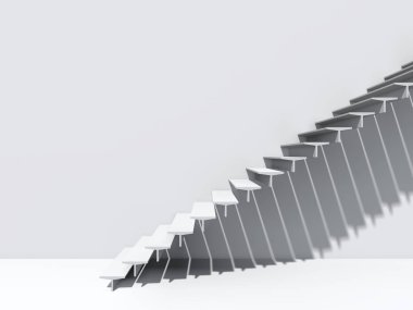 Kavramsal merdiven duvar arka plan bina veya mimari metafor iş başarısı, büyüme, ilerleme veya başarı olarak. yaratıcı adımları riseing üst kadar 3D çizimi vizyon tasarım olarak