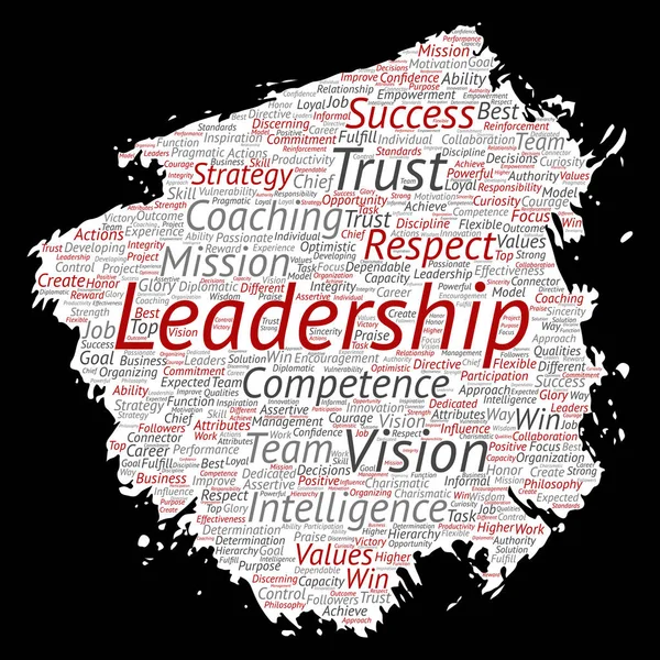 Kavramsal iş liderliği stratejisi, yönetim değeri boya fırça kağıt kelime bulut izole arka plan. Başarı, başarı, sorumluluk, istihbarat otoritesi veya yetkinlik kolajı — Stok fotoğraf