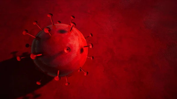 Concepto Ilustración Conceptual Del Coronavirus Sobre Fondo Rojo Como Advertencia —  Fotos de Stock