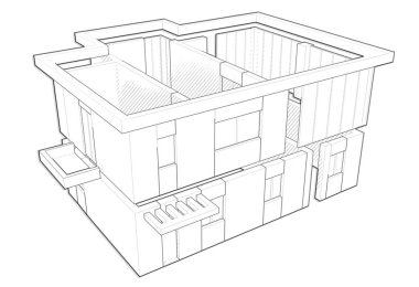 Sitede reklam için tasarım-çizim, ev blok inşaat