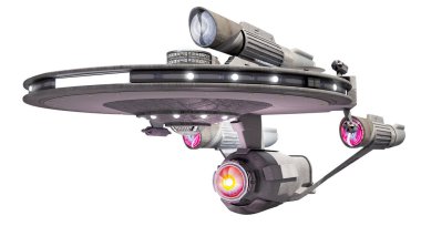 beyaz arka plan üzerinde uzay gemisi