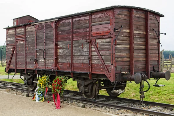 Antiguo Vagón Tren Auschwitz Birkenau Antiguo Campo Exterminio Nazi — Foto de Stock