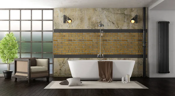 Vintage Badezimmer Mit Moderner Badewanne Rendering — Stockfoto