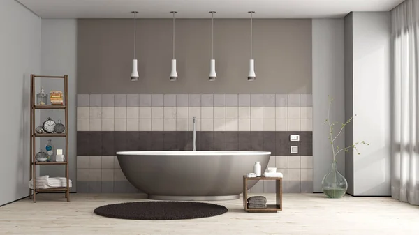 Braune Badewanne Einem Modernen Badezimmer Darstellung — Stockfoto