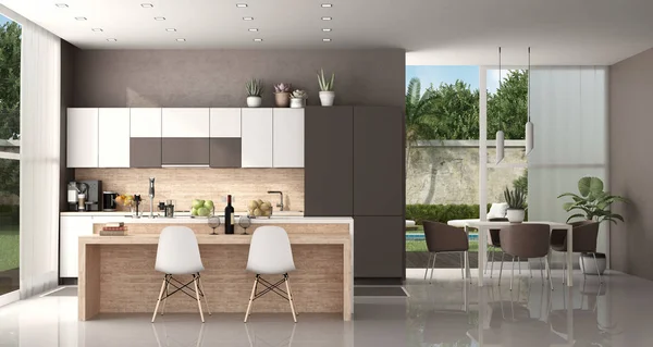Dapur Modern dari villa modern — Stok Foto