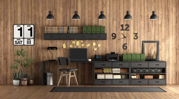 Home office in stile rustico — Foto Stock