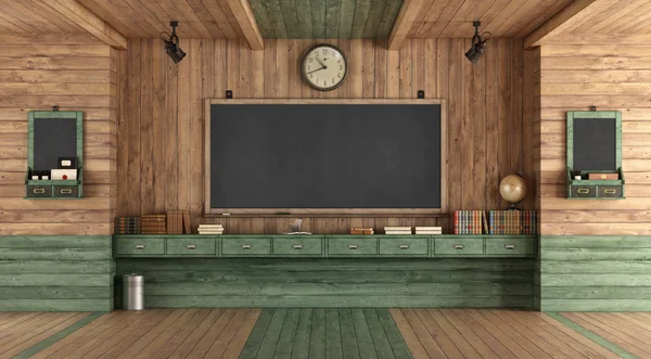 Empty wooden classroom in retro style — Stock Photo, Image