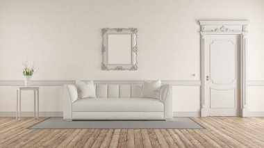 Klasik tarzda beyaz oturma odası