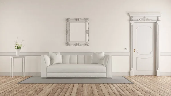 Bílý obývací pokoj v klasickém stylu — Stock fotografie