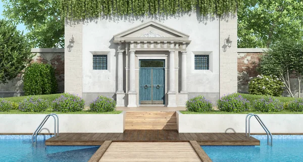 Villa clásica con jardín de lujo con piscina — Foto de Stock