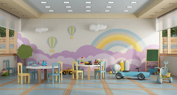 Classe jardim de infância sem crianças - renderização 3d — Fotografia de Stock