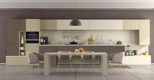 Beige dan coklat dapur modern — Stok Foto