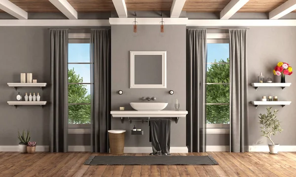 Klasická koupelna s umyvadlem na polici v klasickém stylu — Stock fotografie