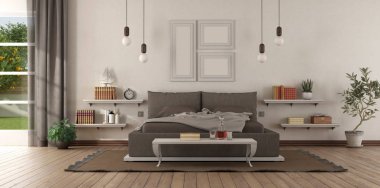 Kahverengi yatak odası ile modern ana yatak odası