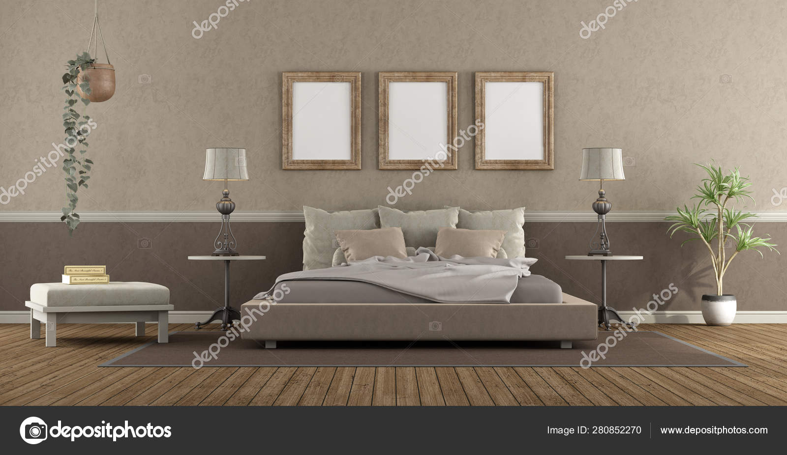 Elegant Master Bedroom In Classic Style Stock Photo