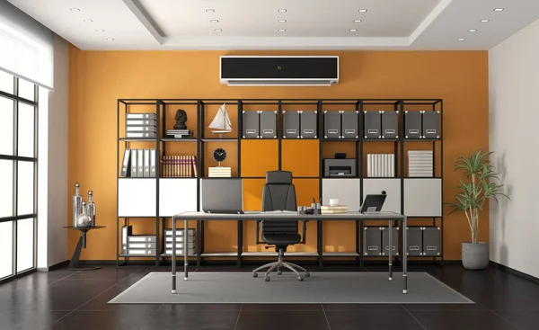 Gray and orange modern office — Stock Photo, Image