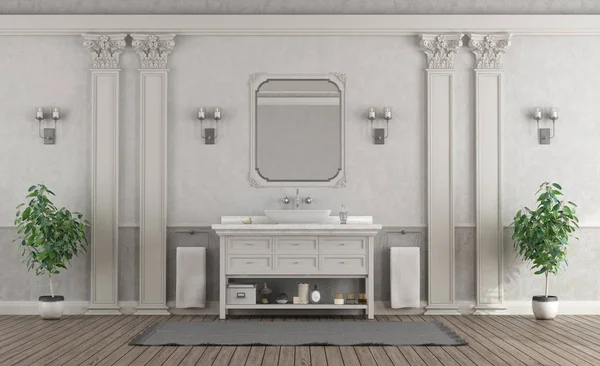 Luxe witte en grijze huis badkamer — Stockfoto