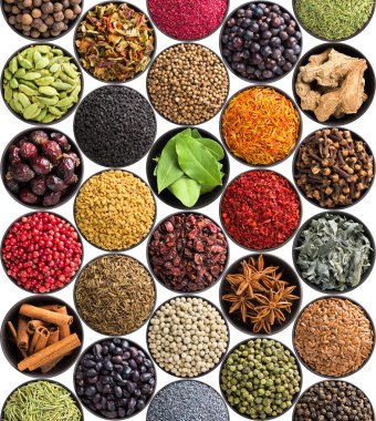 Hint baharat beyaz arka plan üzerinde izole. Asya lezzet seti