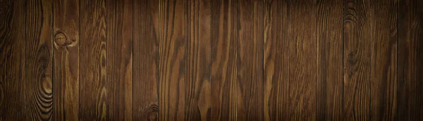 Dark Texture Wall Brown Plank Background Wooden Surface Panoramic View — Stock Photo, Image