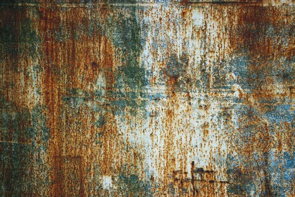 Verblasste Farbe Auf Rostiger Textur Rustikales Metallblech — Stockfoto