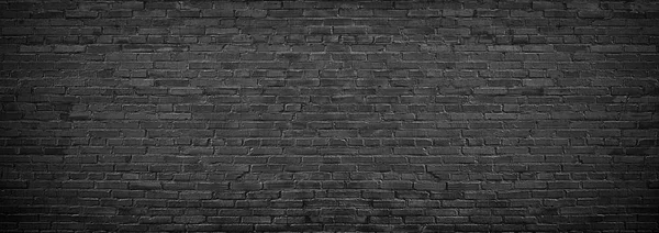 Panorama Black Brick Wall Site Caps Background — Stock Photo, Image