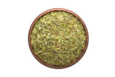 ahşap kase kurutulmuş kekme baharat, beyaz arka planda izole. 