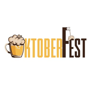 Tipografi Yazıile Oktoberfest Banner İllüstrasyon. Vektör Geleneksel Alman Bira Festivali Tasarım.