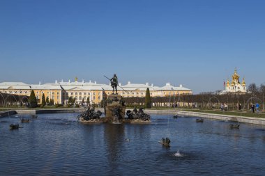 Rusya. Peterhof, üst Bahçe. Neptune Fountainnds