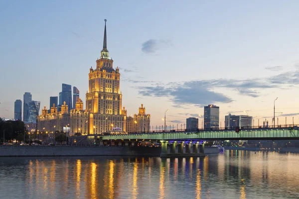 Russland Moskau Blick Auf Das Hotel Ukraine Bei Sonnenuntergang — Stockfoto