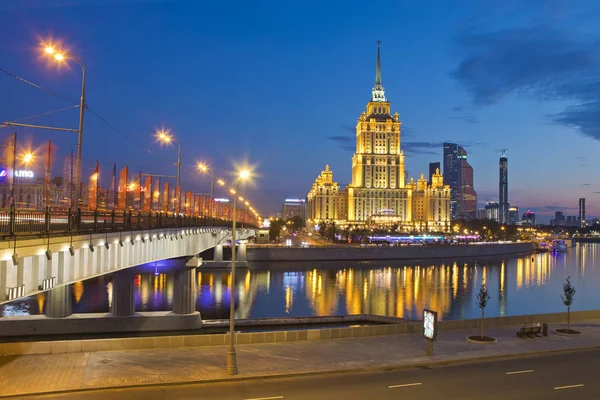 Russland Moskau Blick Auf Das Hotel Ukraine Bei Sonnenuntergang — Stockfoto