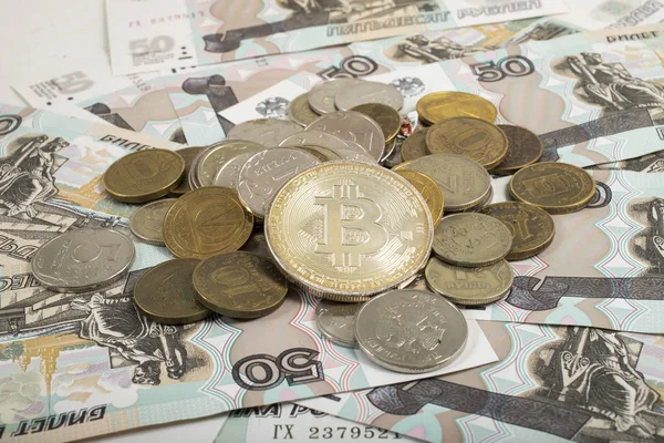 Crypto Valuta Bitcoin Valuta Bitcoin Witte Achtergrond — Stockfoto