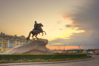 Rusya. St. Petersburg. Büyük (bronz Süvari Peter anıt)