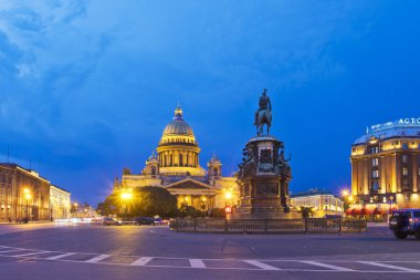 Rusya. St. Petersburg. St. Isaac's Meydanı. Nicholas anıt ben ve St. Isaac's Cathedral