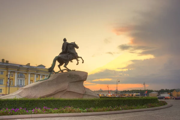 Rússia São Petersburgo Monumento Pedro Grande Cavaleiro Bronze — Fotografia de Stock