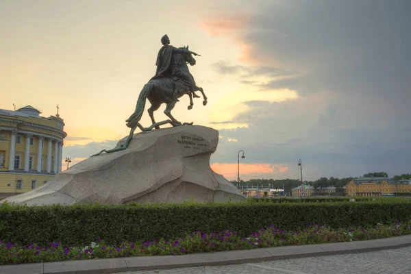 Rússia São Petersburgo Monumento Pedro Grande Cavaleiro Bronze — Fotografia de Stock