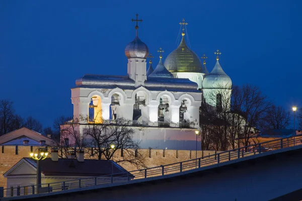 Россия Великий Новгород Вечерний Вид Кремль Софийский Собор — стоковое фото