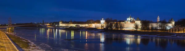 Rusko Velikiy Novgorod Večerní Pohled Kreml Chrám — Stock fotografie