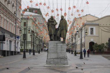Rusya Moskova. Anıt Stanislavsky ve Nemirovich-Danchenko