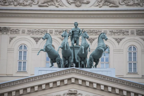 Rusland Moskou Het Bolsjojtheater Sculpturale Groep Strijdwagen Van Apollo — Stockfoto