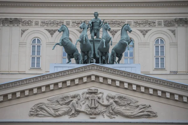 Rusland Moskou Het Bolsjojtheater Sculpturale Groep Strijdwagen Van Apollo — Stockfoto