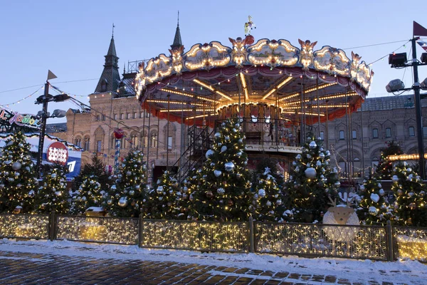 Rusland Moskou Carrousel Rood Vierkant — Stockfoto