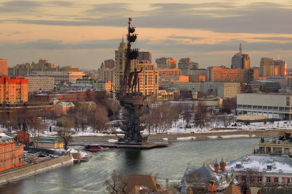 Россия Москве View Monument Peter Observdeck Cathedral Christ Savior — стоковое фото