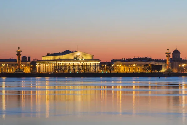 Rosja Petersburgu Widok Spit Vasilyevsky Island Zachodzie Słońca — Zdjęcie stockowe