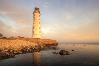 Kırım. Sivastopol. Cape Khersones üzerinde Lighthouse