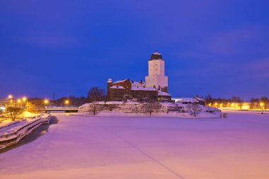 Rusya. Vyborg. Vyborg Kalesi kış manzarası