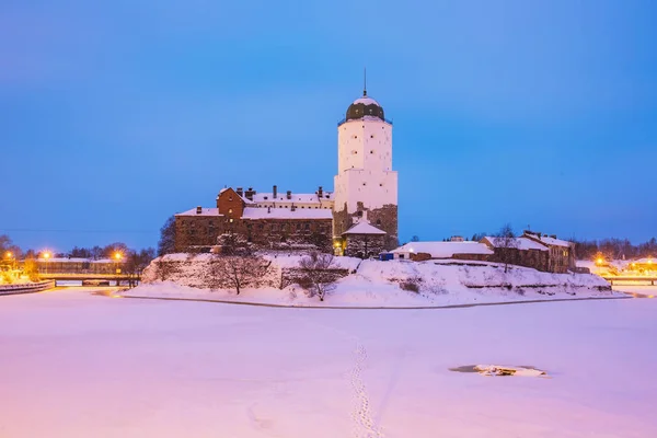 Rusko Vyborg Zimní Výhled Hrad Vyborg — Stock fotografie