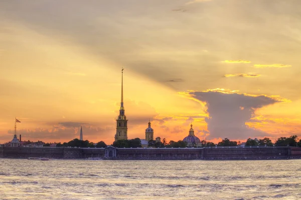 Rusland Sint Petersburg Uitzicht Peter Paul Vesting Bij Zonsondergang — Stockfoto